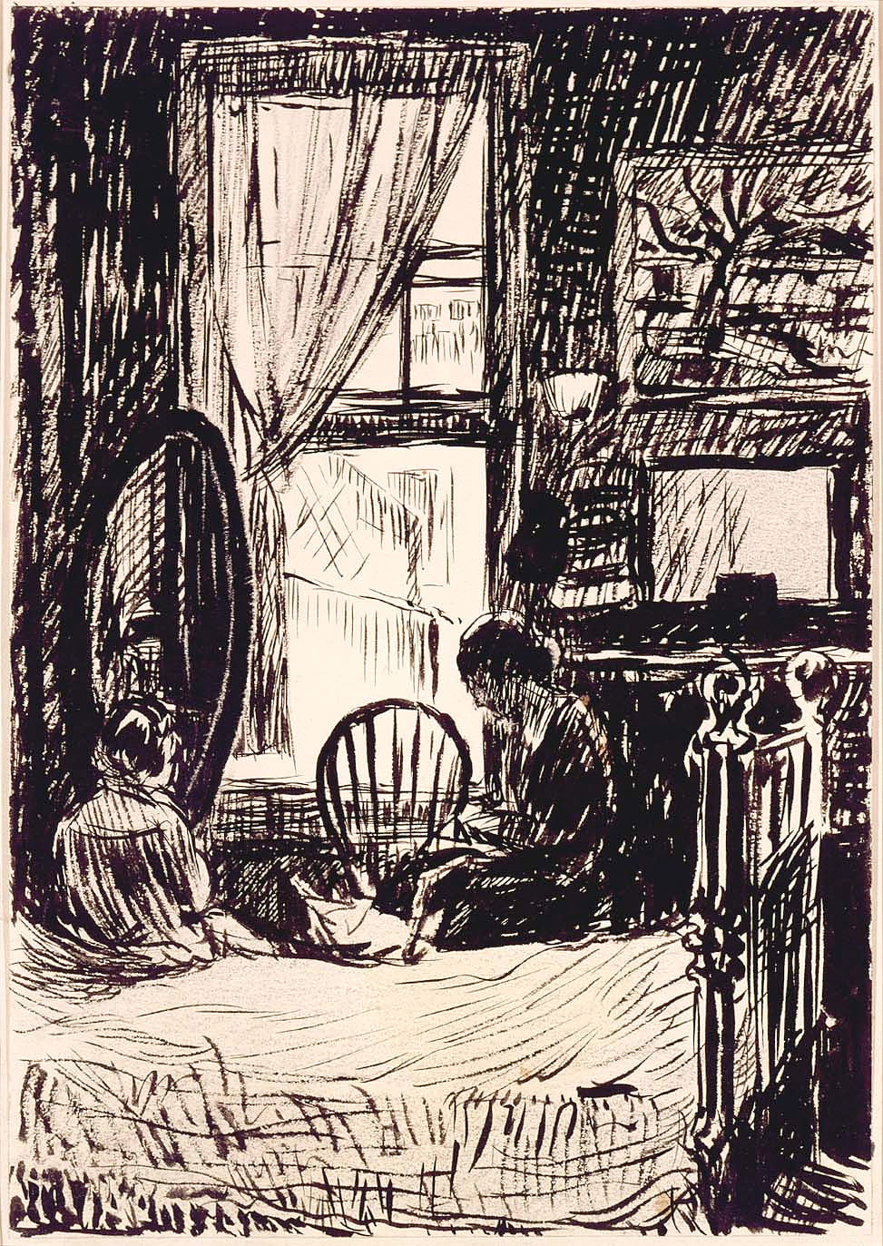 H. Lyman Saÿen:(Figures before Window),16x12"(A3)Poster