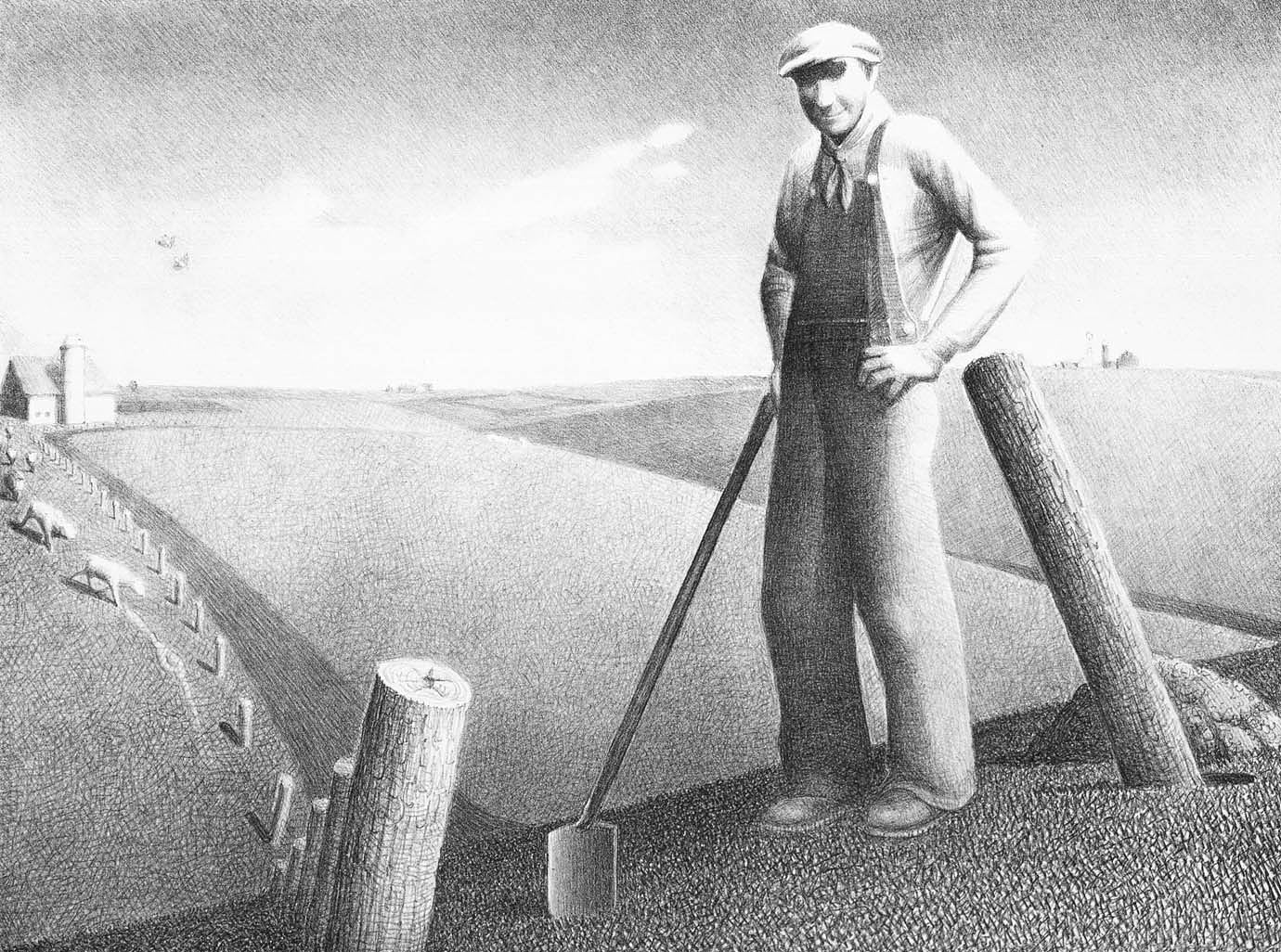Grant Wood:In the Spring,16x12"(A3)Poster