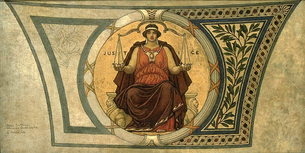 Kenyon Cox:Study for Mosaic, Wisconsin State Capital, "Justi,16x12"(A3)Poster
