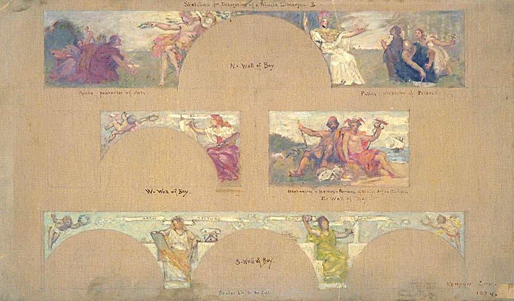 Kenyon Cox:Sketches for a Decoration of a Private Library "B,16x12"(A3)Poster