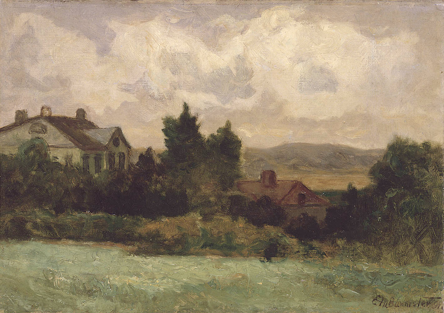 Edward Mitchell Bannister:Untitled (houses and trees),16x12"(A3)Poster