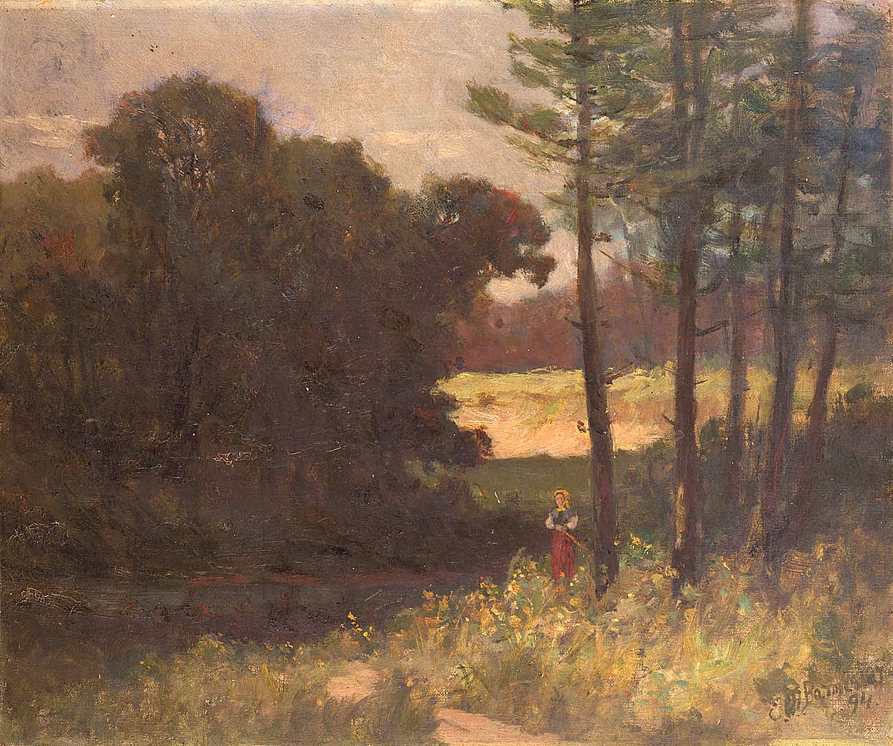 Edward Mitchell Bannister:Untitled (landscape with trees and,16x12"(A3)Poster