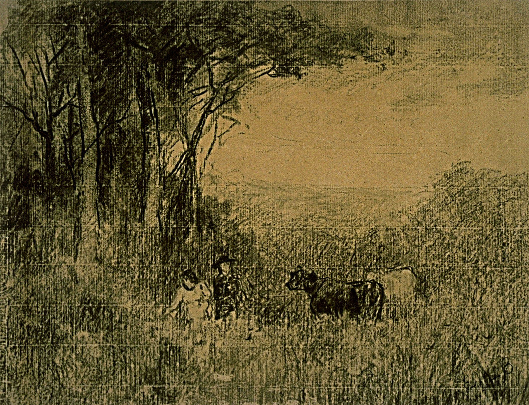 Edward Mitchell Bannister:Landscape with Cows and Figures Mo,16x12"(A3)Poster