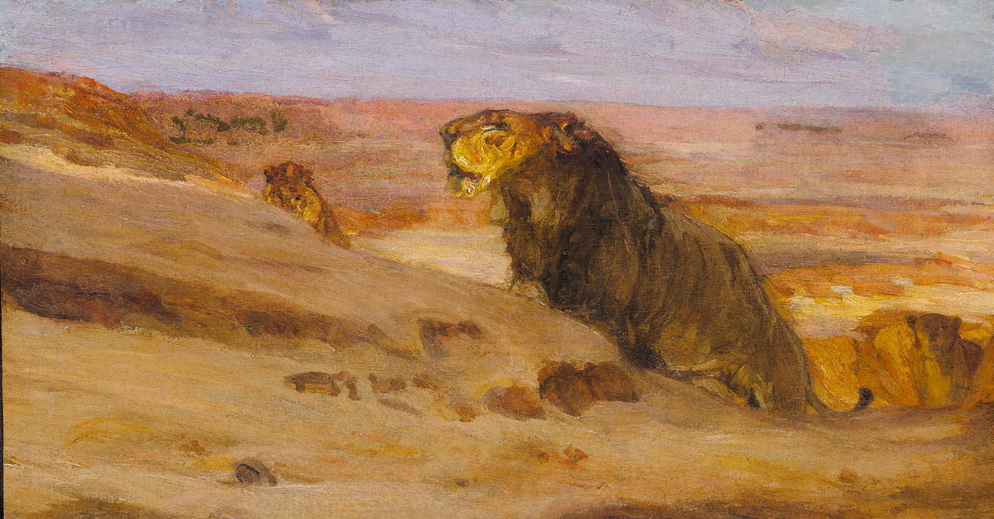Henry Ossawa Tanner:Lions in the Desert,16x12"(A3)Poster