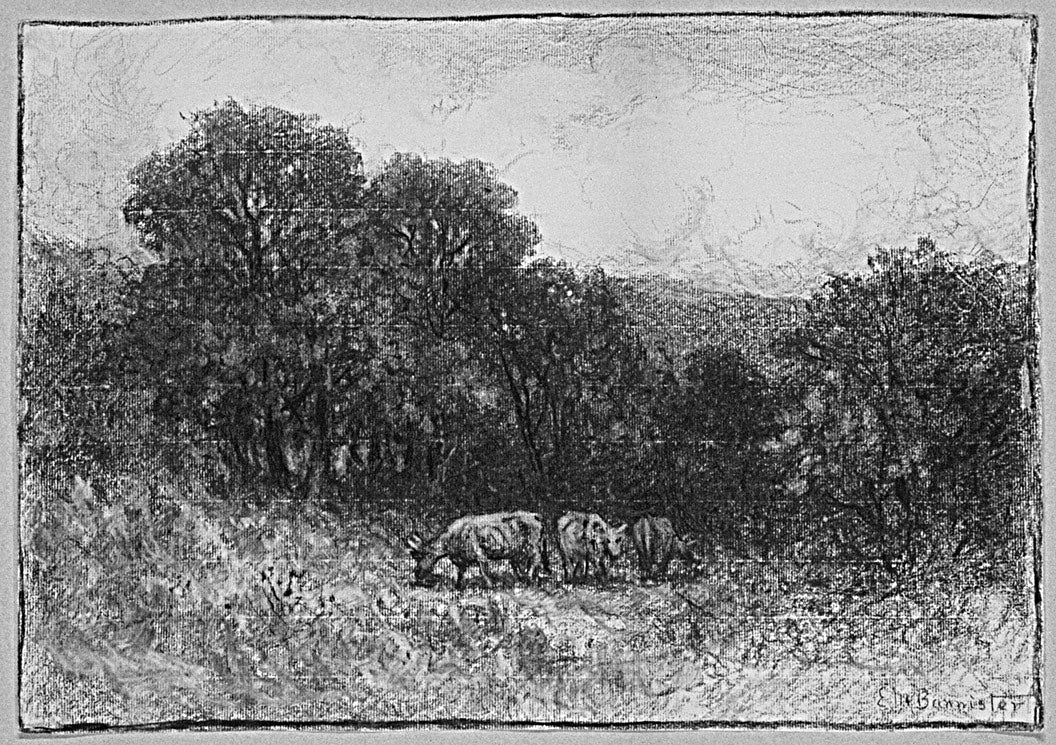 Edward Mitchell Bannister:Landscape with Three Cows,16x12"(A3)Poster