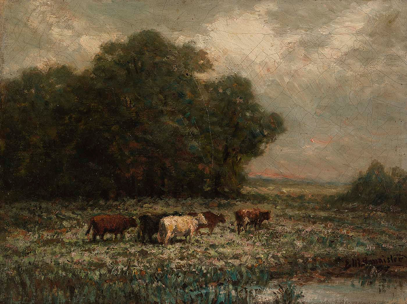 Edward Mitchell Bannister:Untitled (landscape with cattle gr,16x12"(A3)Poster