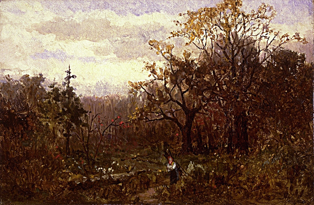 Edward Mitchell Bannister:Untitled (landscape--woman carryin,16x12"(A3)Poster