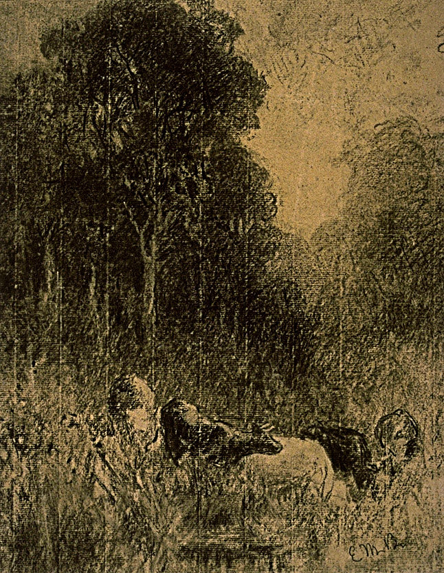 Edward Mitchell Bannister:Landscape with Cows in Foreground,16x12"(A3)Poster