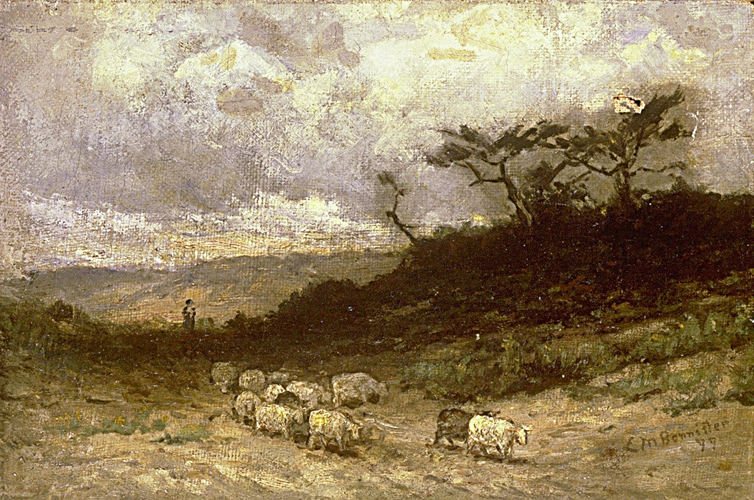 Edward Mitchell Bannister:Untitled (shepherd with sheep),16x12"(A3)Poster