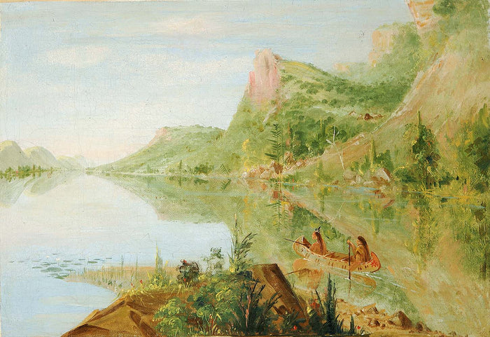 George Catlin:View on the Wisconsin River, Winnebago Shootin,16x12