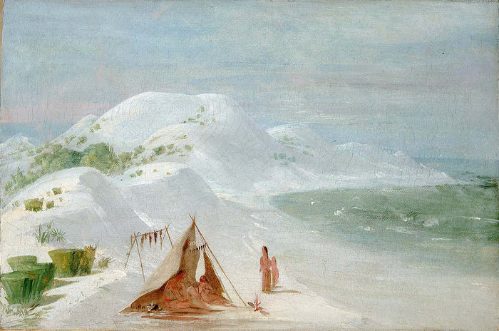 George Catlin:White Sand Bluffs, on Santa Rosa Island, Near ,16x12