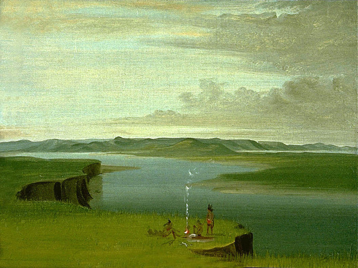 George Catlin:Prairie Bluffs at Sunrise, near the Mouth of t,16x12