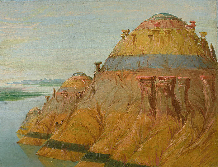 George Catlin:Picturesque Clay Bluff, 1700 Miles above St. L,16x12