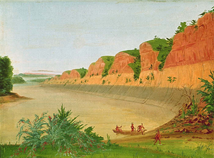 George Catlin:South Side of Buffalo Island, Showing Buffalo ,16x12