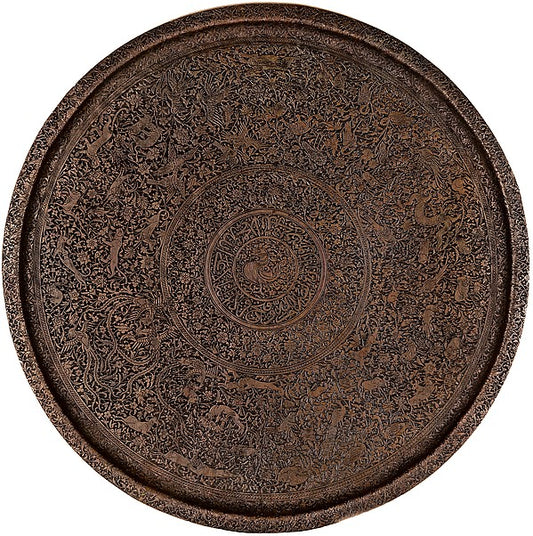 :Circular Salver with Animals and Birds Amid Animated Floral-16x12"(A3) Poster