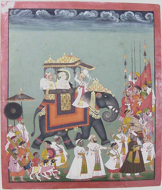 Maharana Raj Singh II in Procession with Members of His Court,16x12"(A3)Poster
