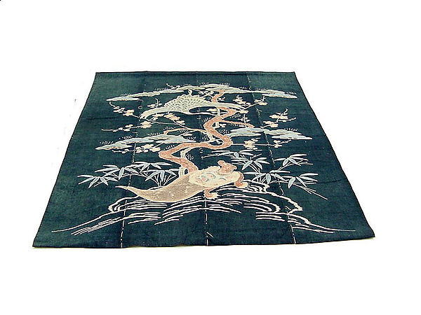Futon Cover with Turtle  Crane  Pine  Plum  and Bamboo 19th ce,16x12"(A3)Poster