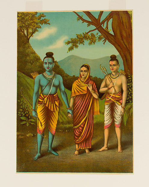 Rama  Sita  and Lakshmana in Exile: Scene from the Ramayama Un,16x12"(A3)Poster