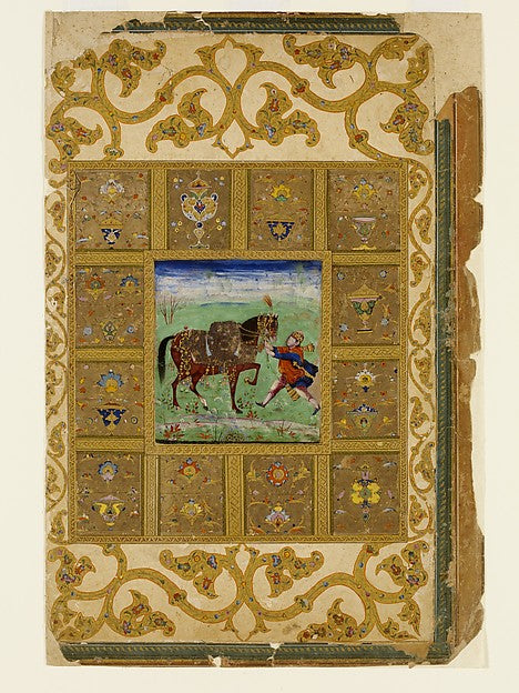 Attributed to Farrukh Husain:Horse and Groom c1600-1610-16x12"(A3) Poster