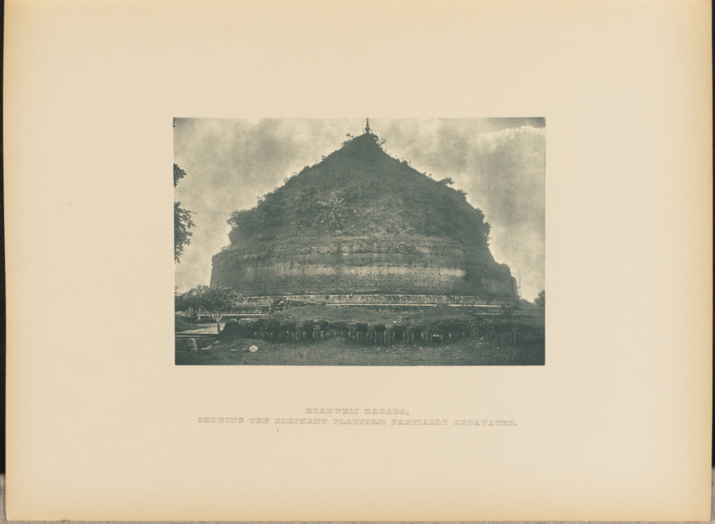 Henry W. Cave:Ruanweli Dagaba showing the Elephant Wall, Poster Print Wall Art