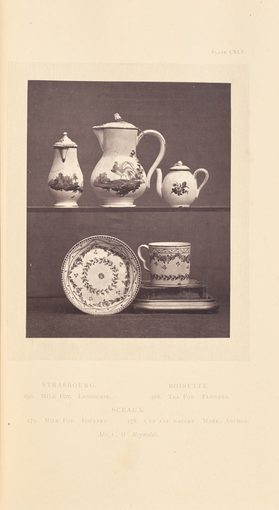 William Chaffers:[Tea pot, milk pots, cup, and saucer],16x12