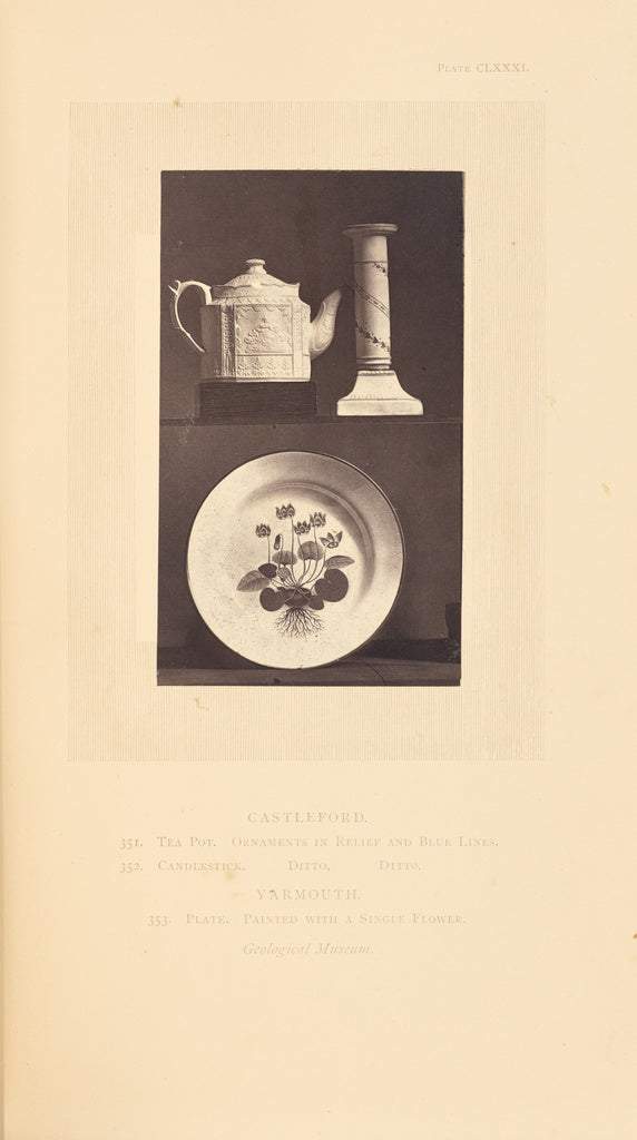 William Chaffers:[Tea pot, candlestick, and plate],16x12