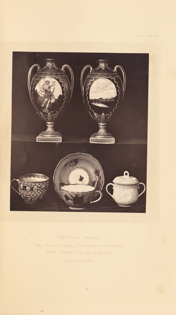 William Chaffers:[Two vases, three cups, and a saucer],16x12
