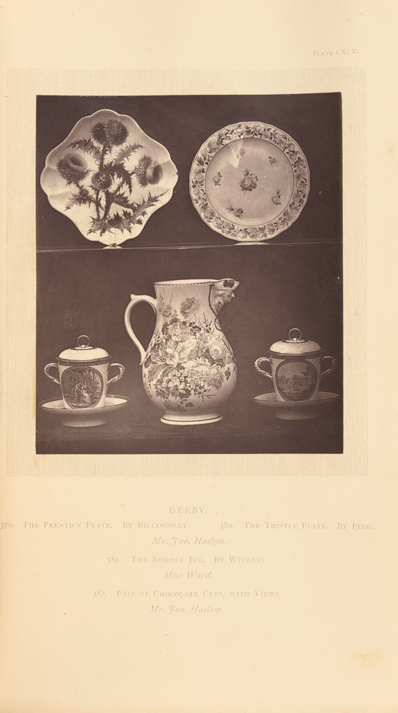 William Chaffers:[Two plates, two cups, and a pitcher],16x12