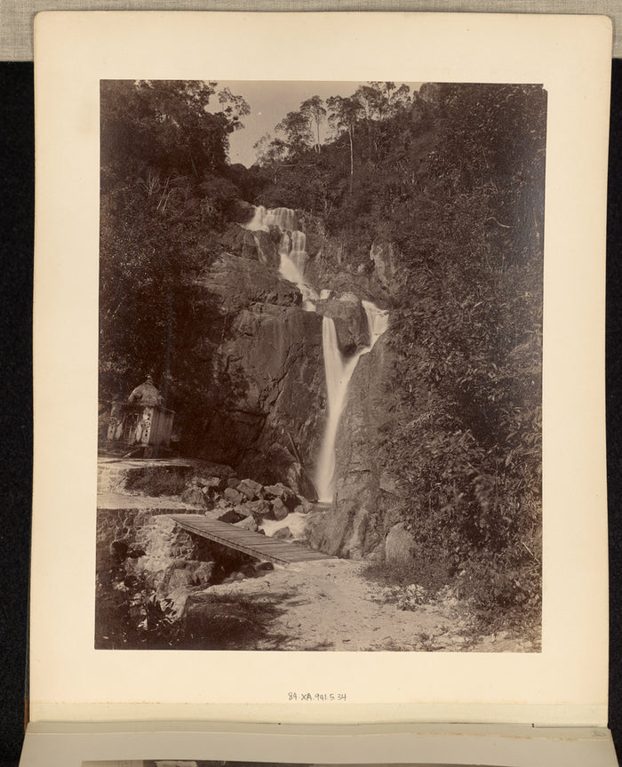 Unknown maker:[Waterfall with Small Temple],16x12