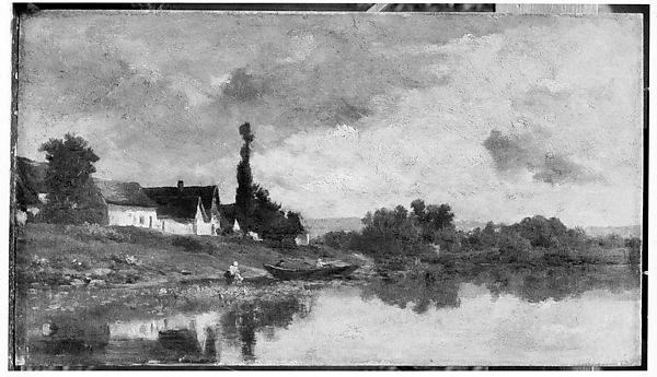 Charles-François Daubigny:Portejoie on the Seine 1850–1878-16x12"(A3) Poster