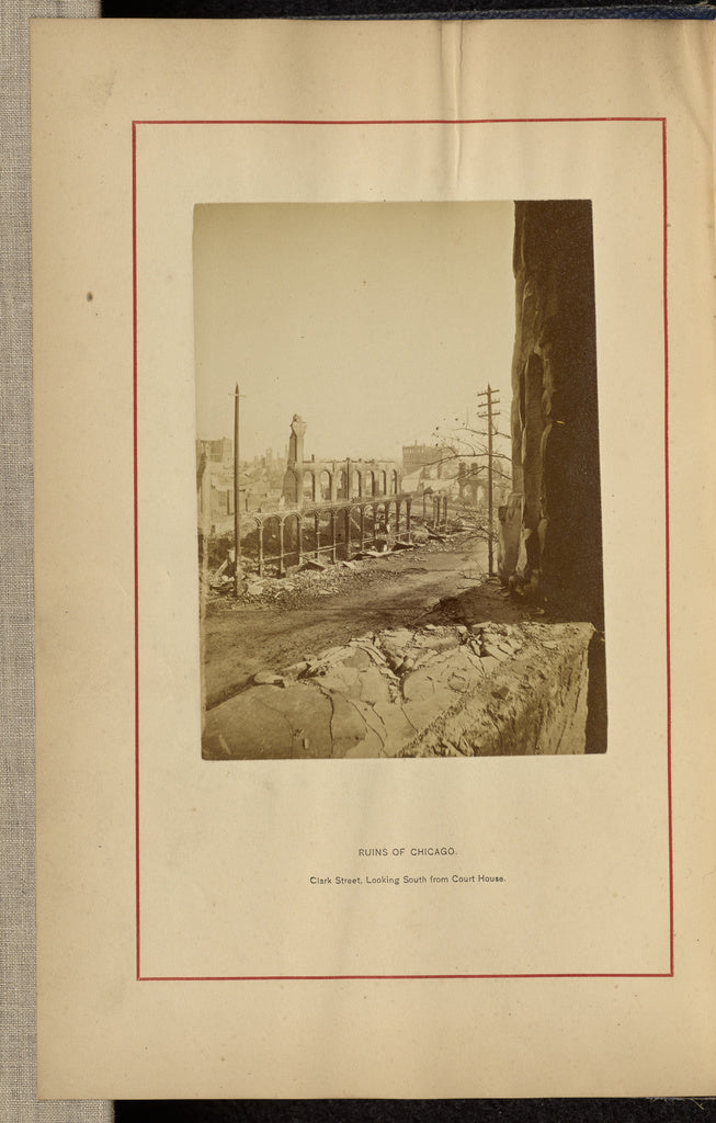 George N. Barnard:Clark Street, Looking South from Court Hou, Poster Print Wall Art