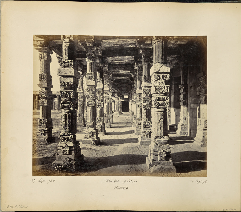 Samuel Bourne:Delhi; The Kutub Minar, Interior view of the E, Poster Print Wall Art