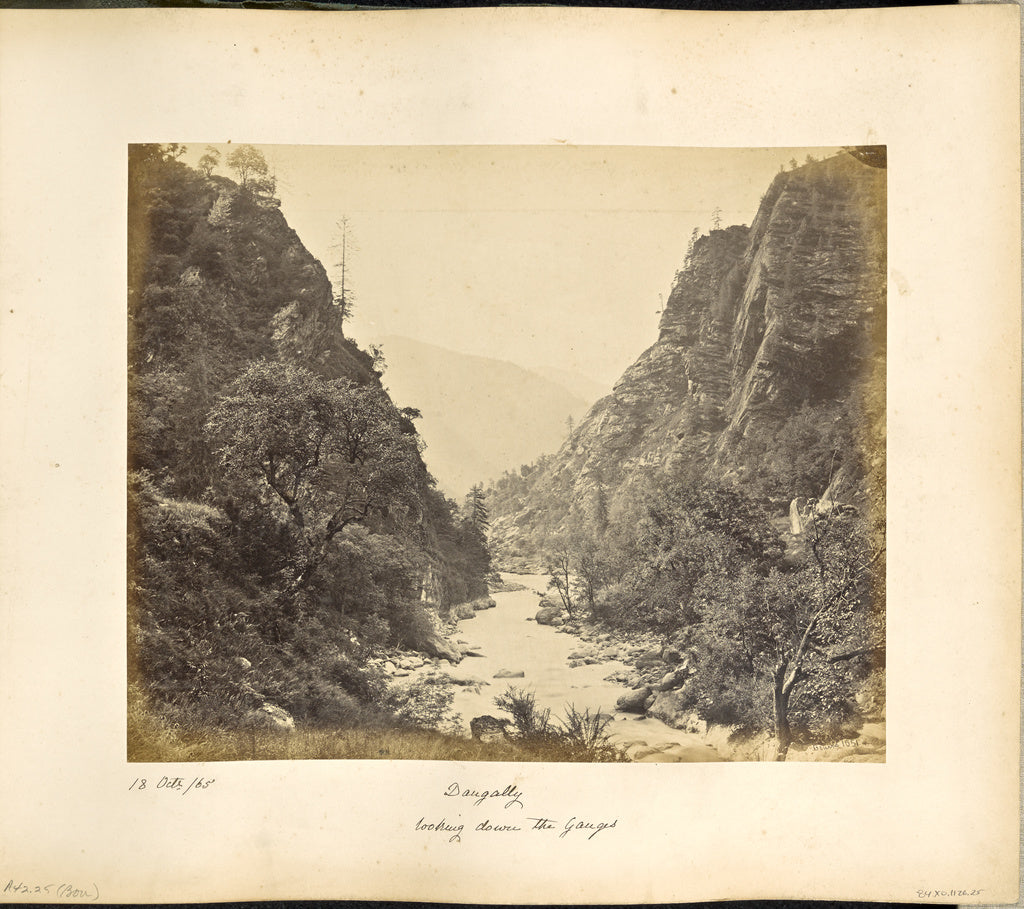 Samuel Bourne:View on the Ganges at Dangully, looking down t, Poster Print Wall Art