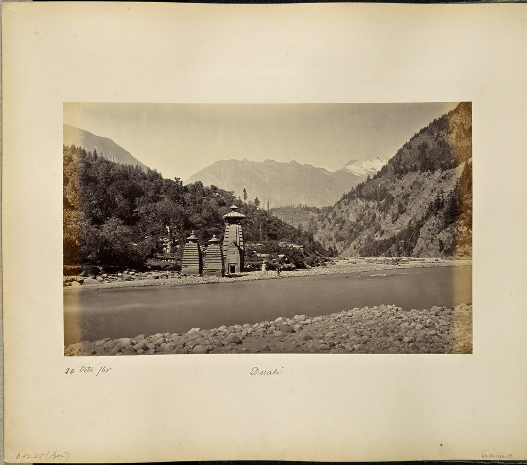 Samuel Bourne:Small Temples on the Ganges at Derali, Poster Print Wall Art