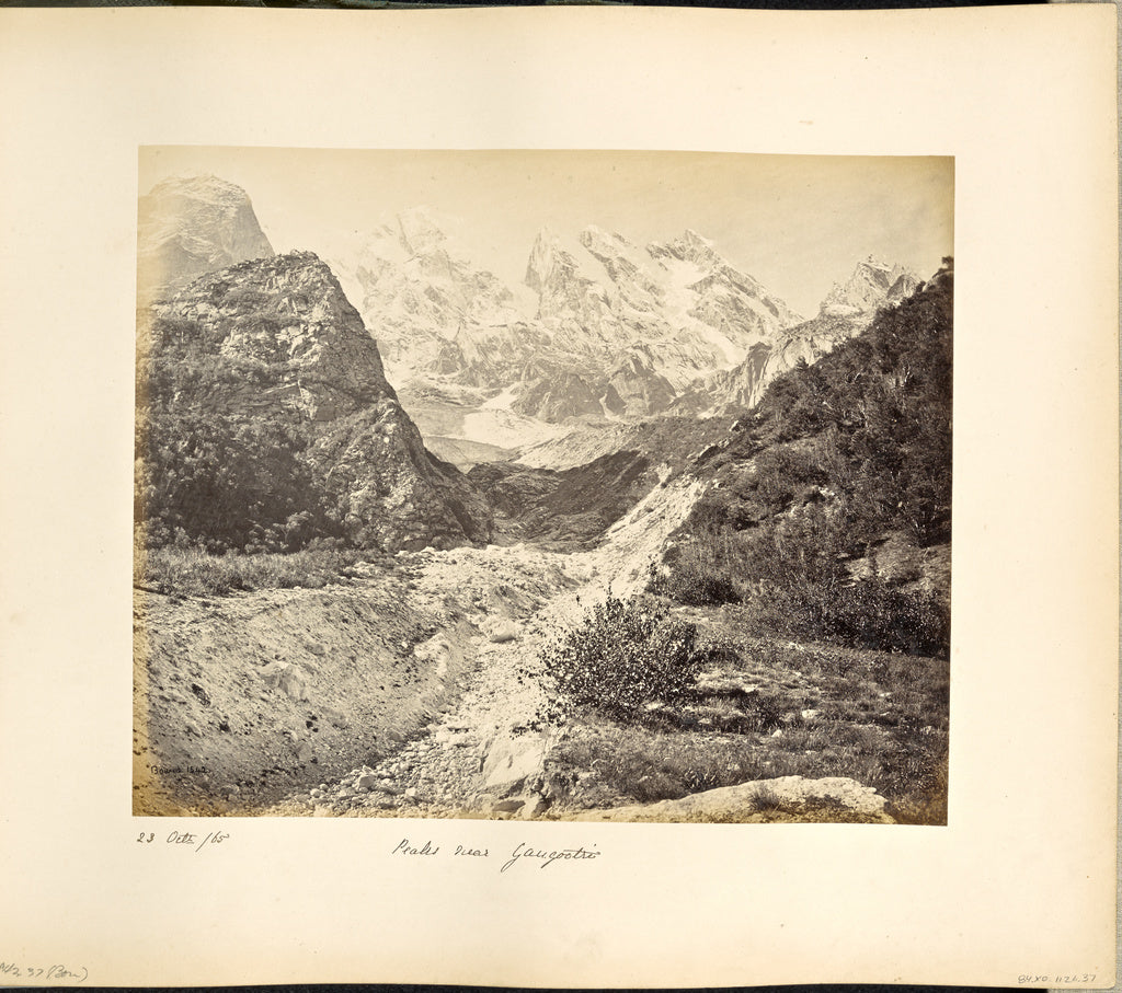 Samuel Bourne:Snowy Peaks near the Gangootri Glacier, Poster Print Wall Art