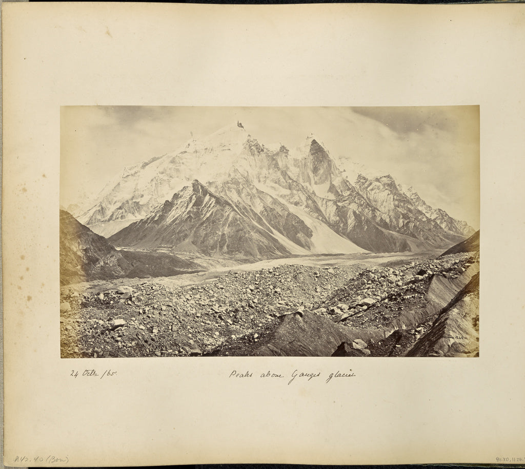 Samuel Bourne:Range of Snowy Peaks above the Gangootri Glaci, Poster Print Wall Art