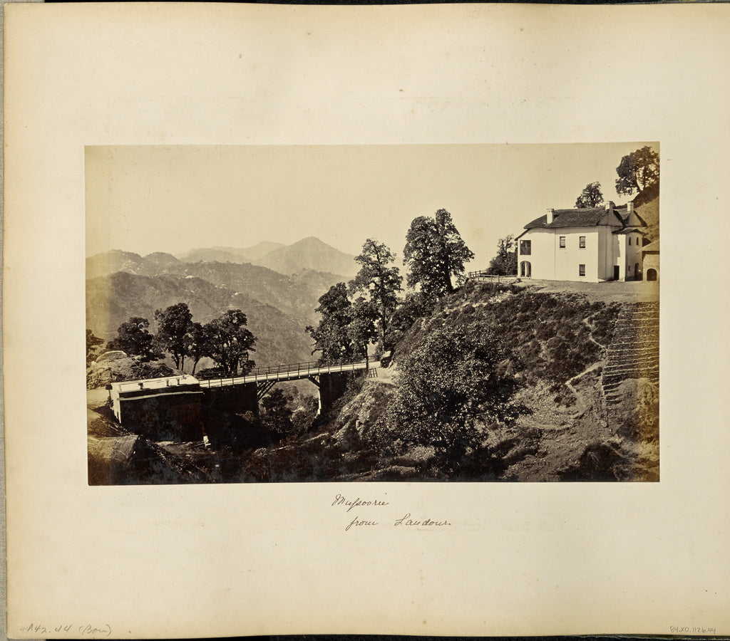Samuel Bourne:Mussoorie; Bridge and Barrack near the cantonm, Poster Print Wall Art