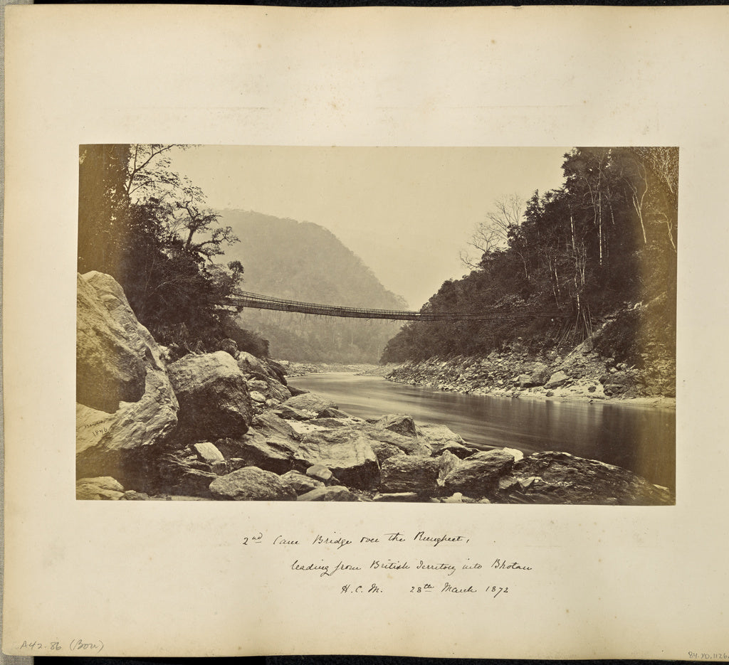 Samuel Bourne:Darjeeling; Cane Bridge over the Teesta River , Poster Print Wall Art