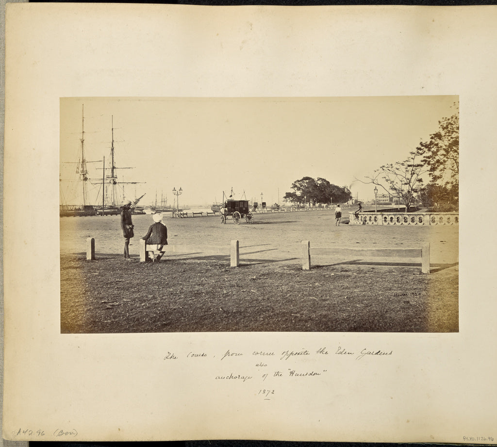 Samuel Bourne:Calcutta; "The Strand" near the Eden Gardens, Poster Print Wall Art