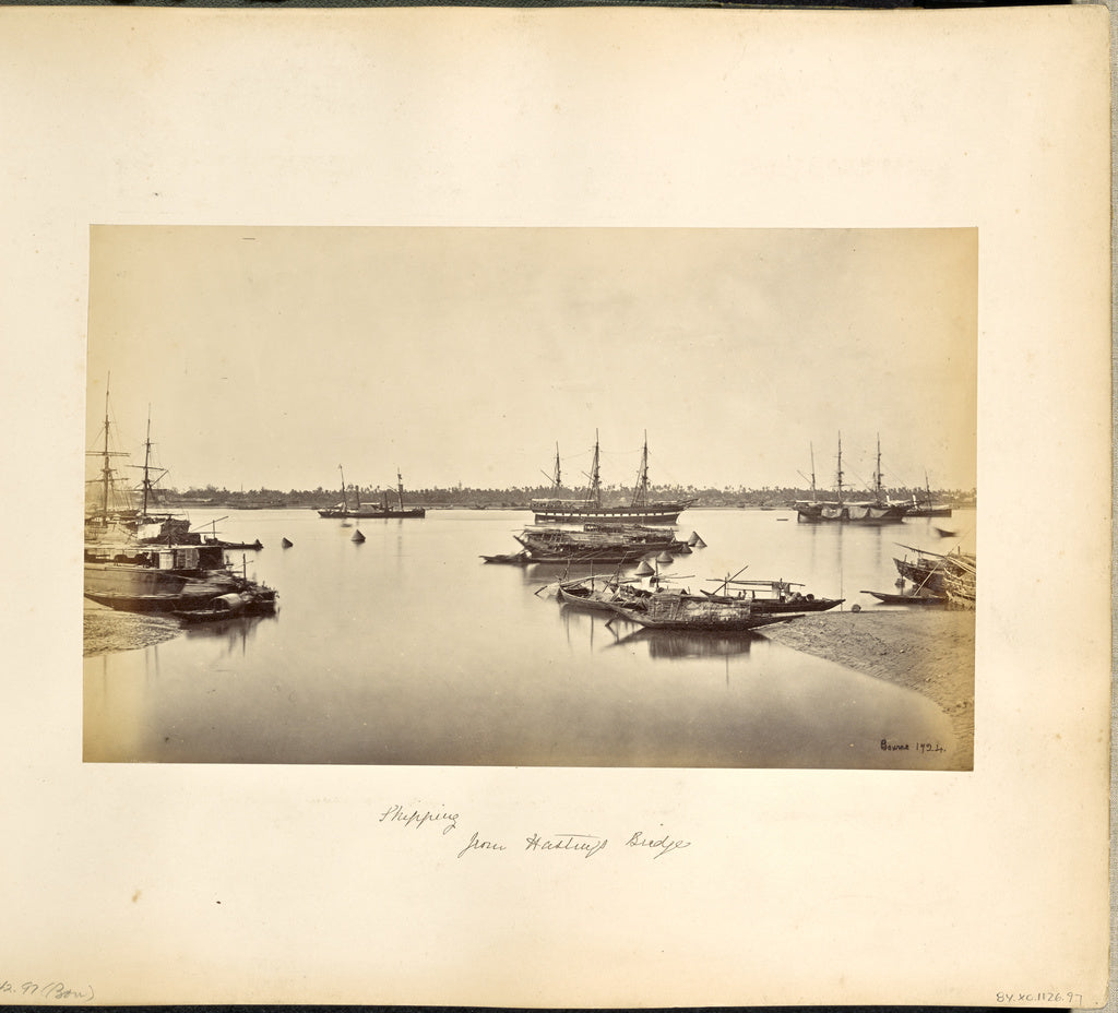 Samuel Bourne:Calcutta; View of Shipping from Hastings Bridg, Poster Print Wall Art