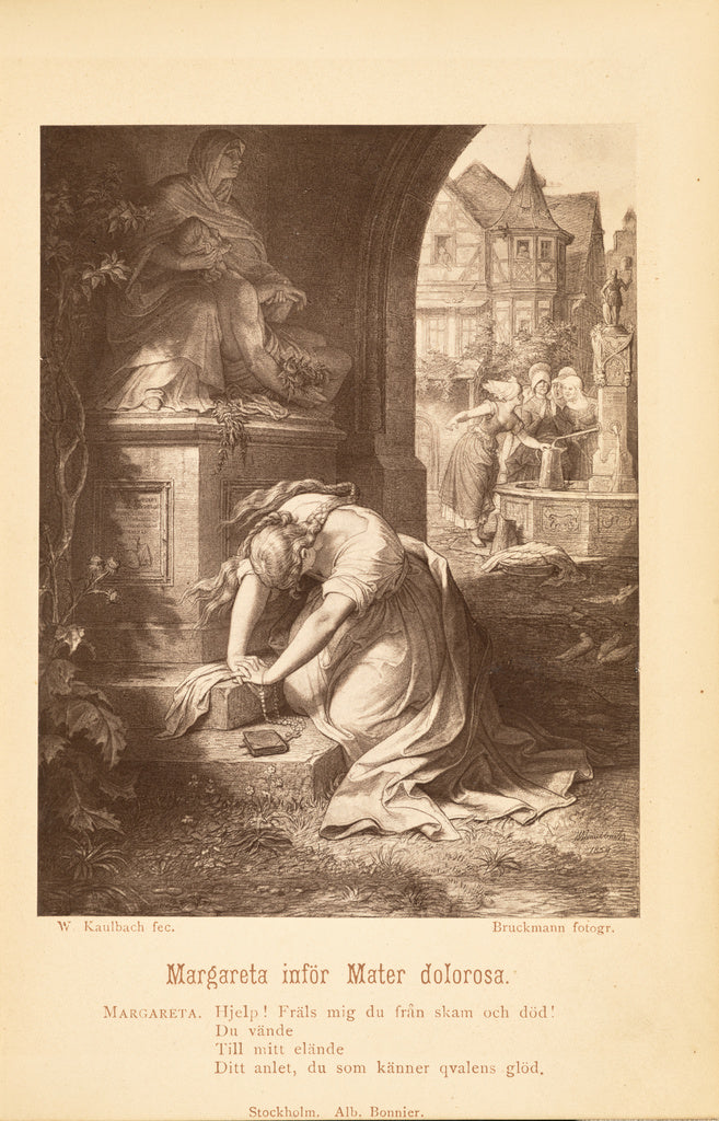 Friedrich Bruckmann:Margareta inför Mater dolorosa, Poster Print Wall Art