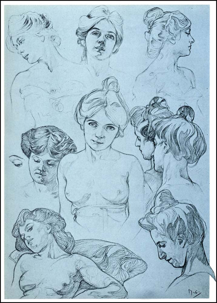 21 from the 'Documents Decoratifs" series, 1901 vintage artwork by Alphonse Mucha, 16x12" (A3 size) poster print