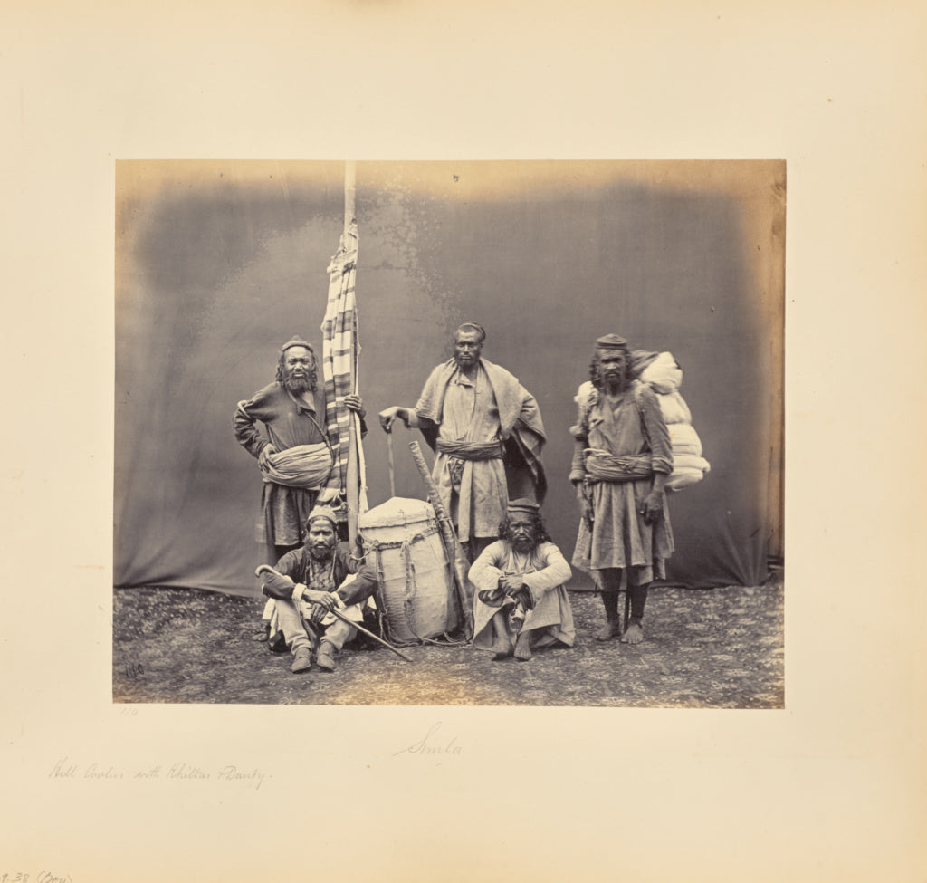 Samuel Bourne:Simla; Hill Coolies with Khiltas and Dandy, Poster Print Wall Art