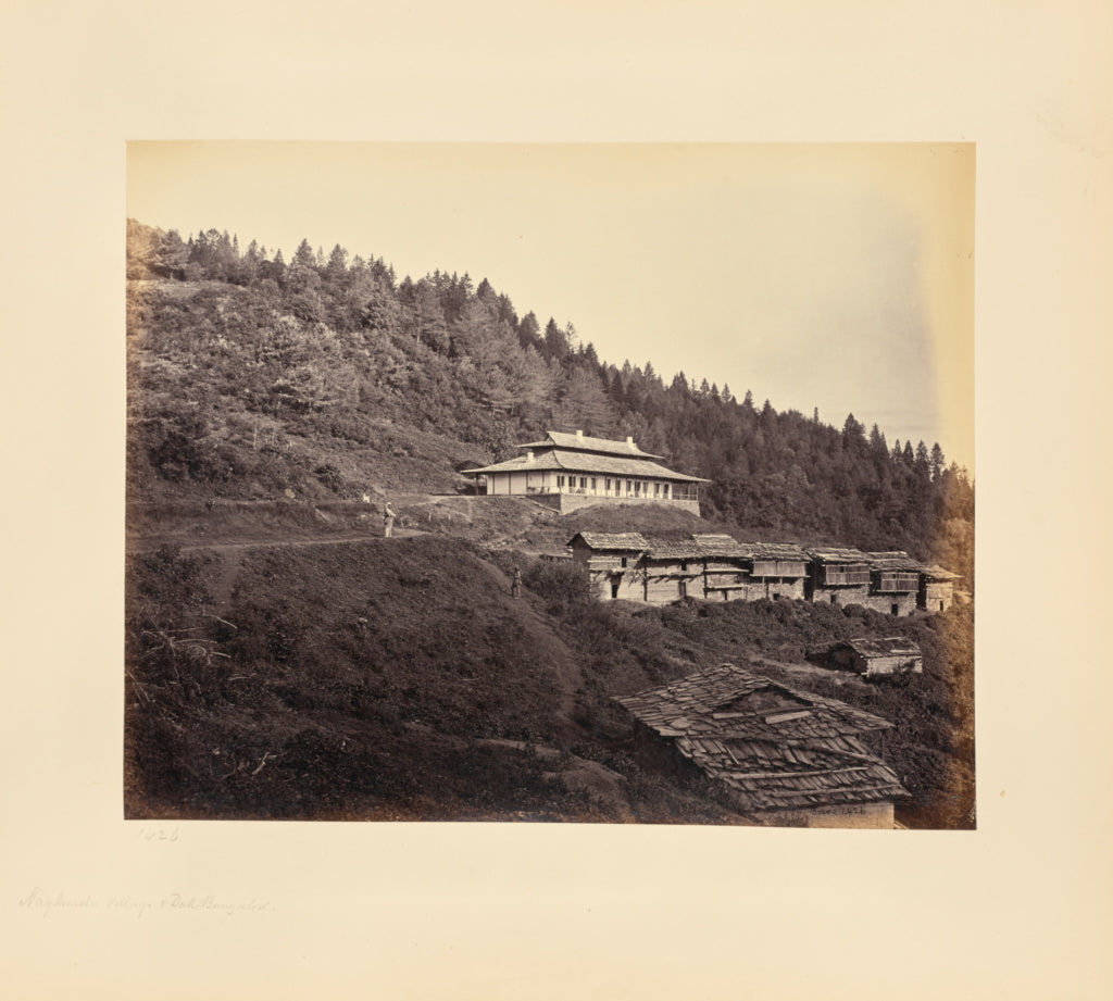 Samuel Bourne:Narkunda; Village and Dak Bungalow, Poster Print Wall Art