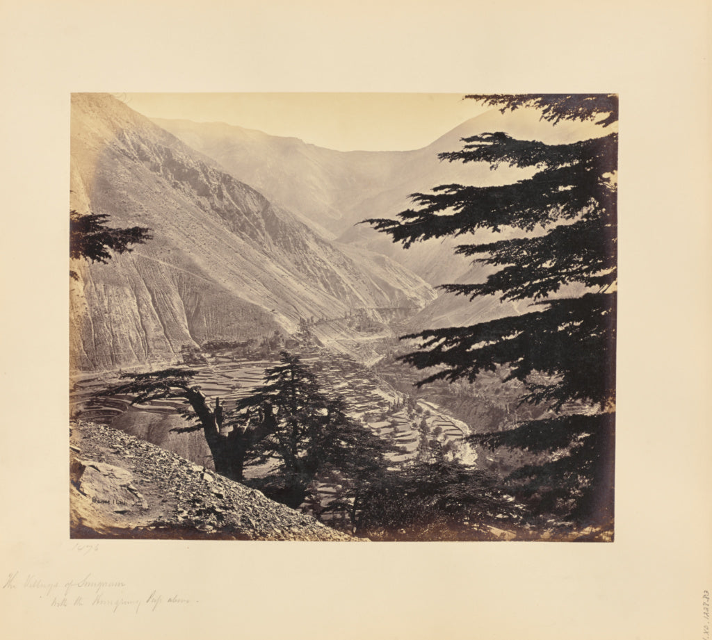 Samuel Bourne:The Village of Sungnam with the Hungrung Pass,, Poster Print Wall Art