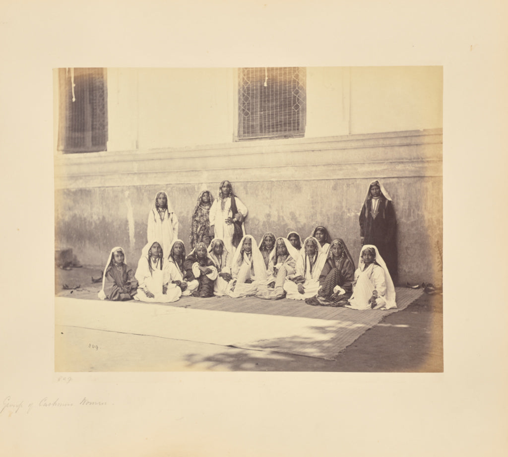 Samuel Bourne:Srinuggur; A Group of Kashmir Females, Poster Print Wall Art