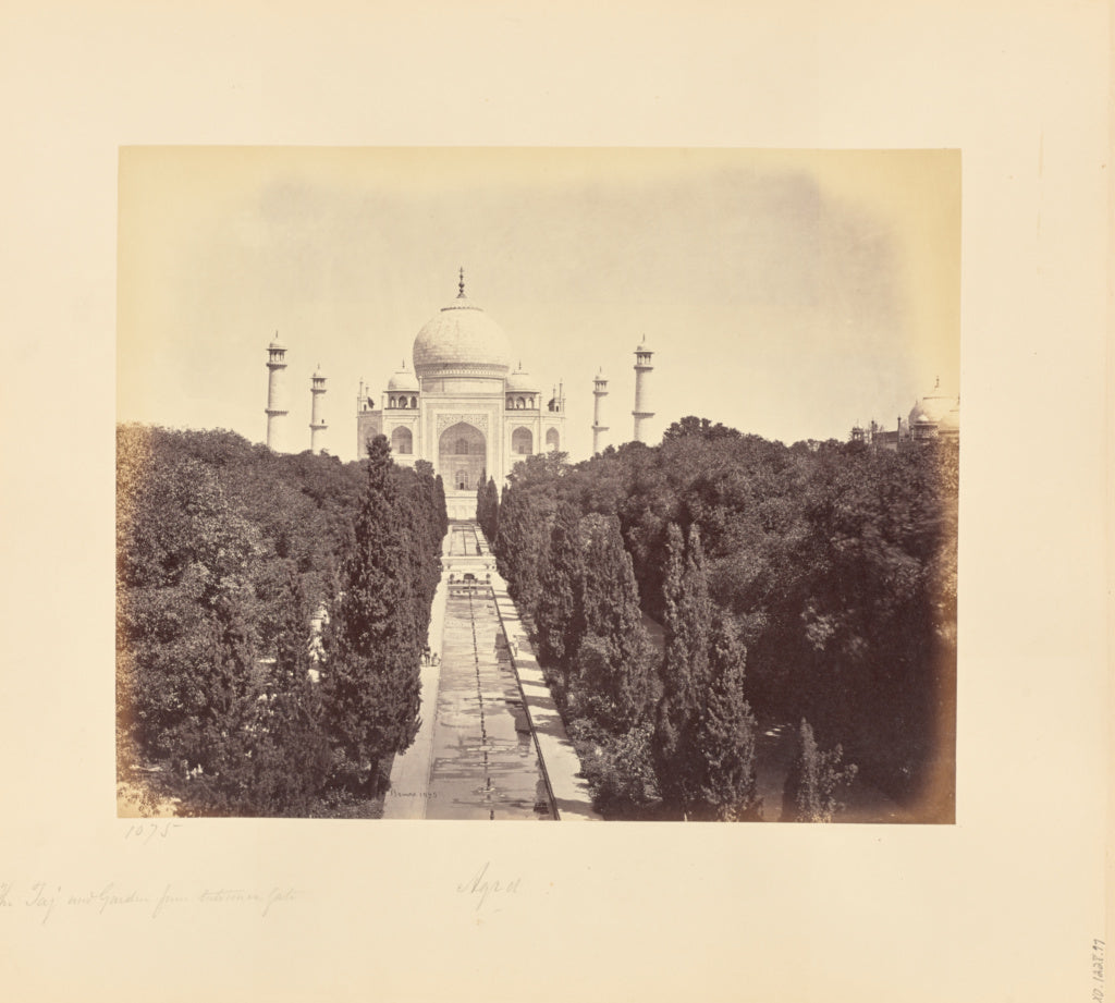 Samuel Bourne:Agra; The Taj and Garden, from the Entrance Ga, Poster Print Wall Art