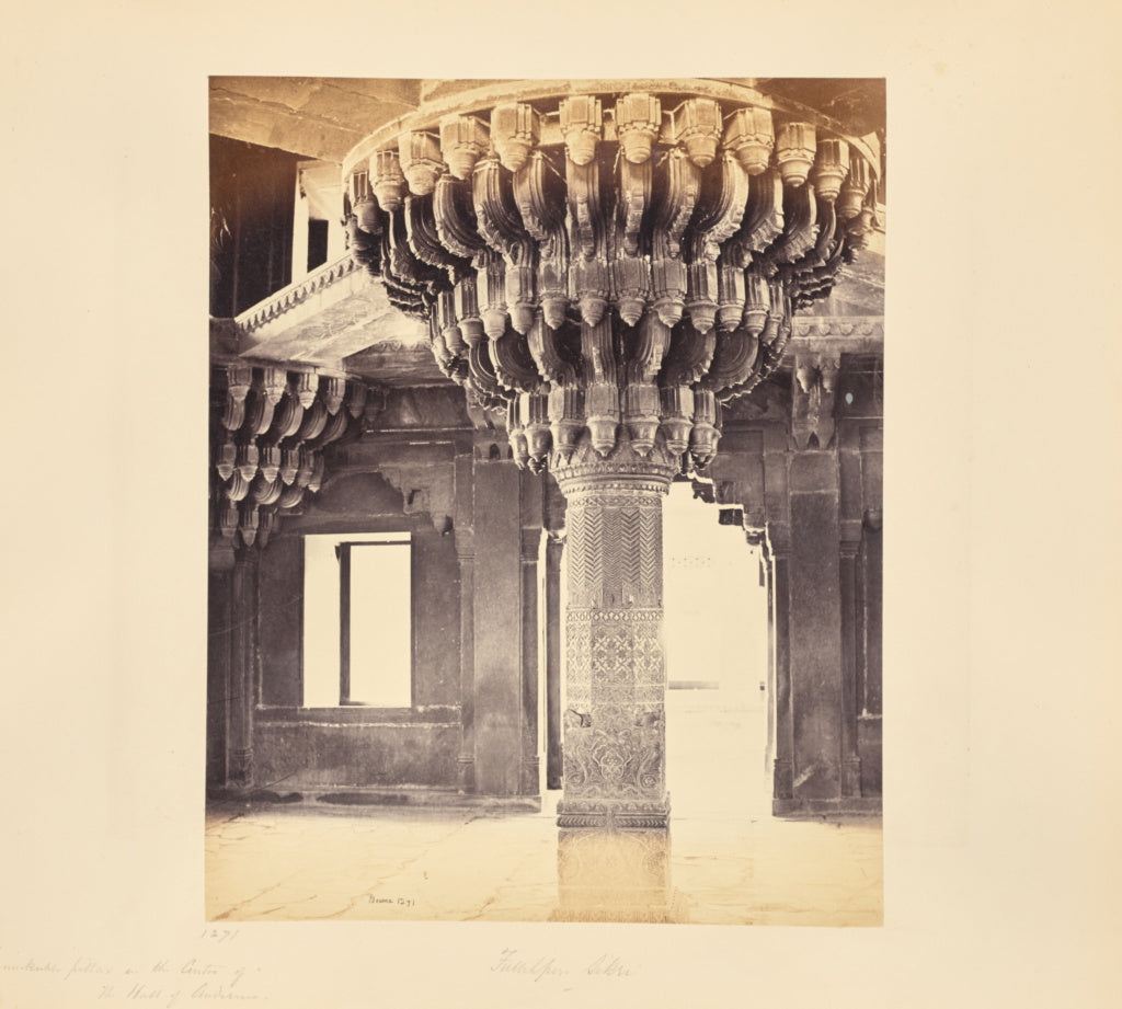 Samuel Bourne:Futtypore Sikri; Remarkable Pillar in the Cent, Poster Print Wall Art