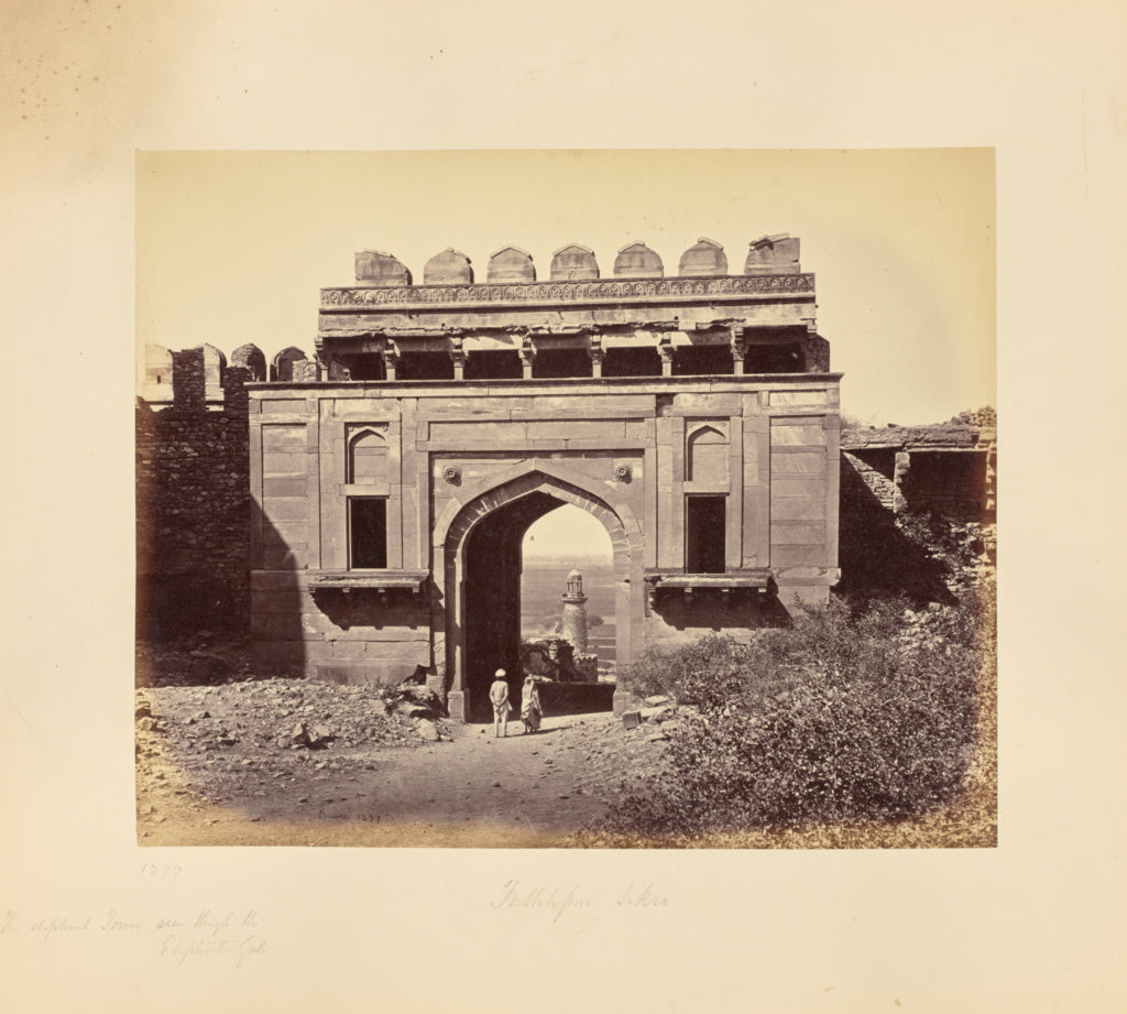 Samuel Bourne:Futtypore Sikri; The Elephant Tower, Seen thro, Poster Print Wall Art
