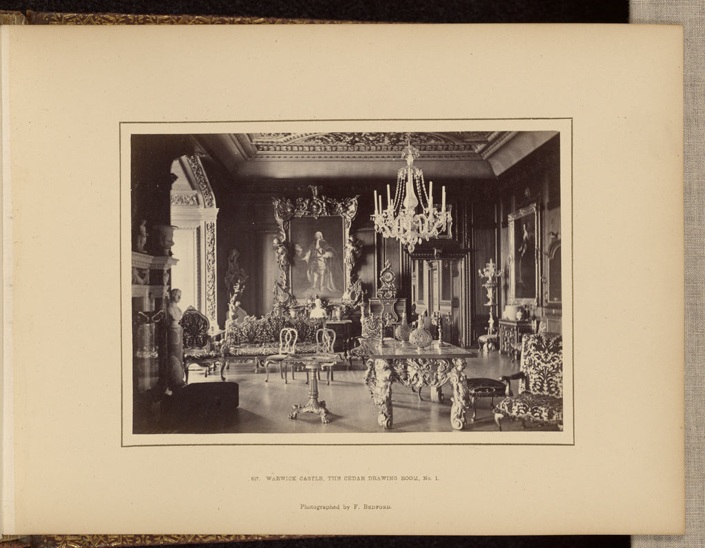 Francis Bedford:Warwick Castle, the Cedar Drawing Room, No. , Poster Print Wall Art